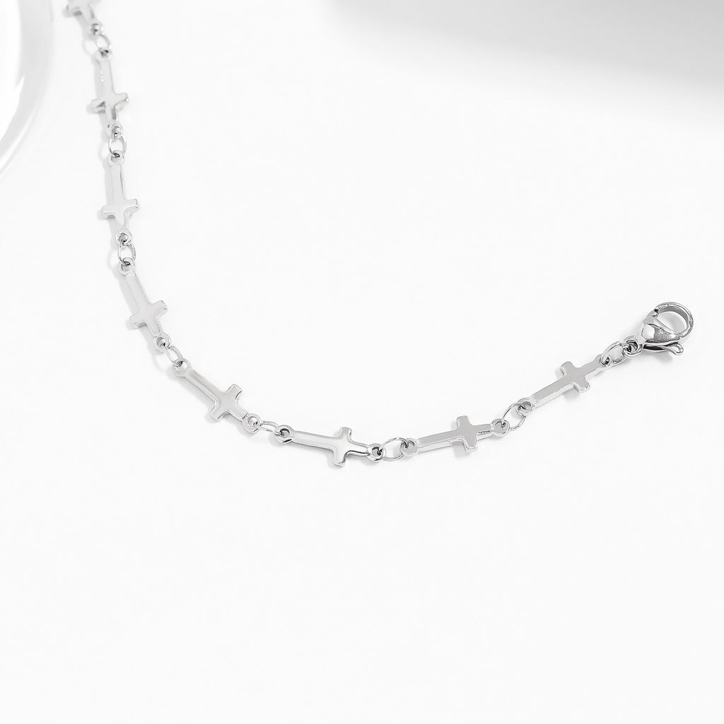 Gold Cross Bracelet – 18K Gold Jewelry | Hypoallergenic Stainless Steel Chain Link - Bracelets | Sunflower Soul Boutique