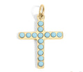 Gold Cross Charm – 18K Gold Pendant with Turquoise Stone | Hypoallergenic Stainless Steel - charm | Sunflower Soul Boutique