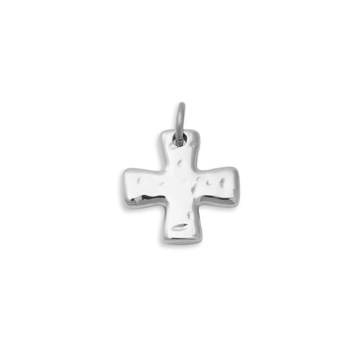 18K Gold PVD Stainless Steel Textured Gold Cross Charm- silver main 