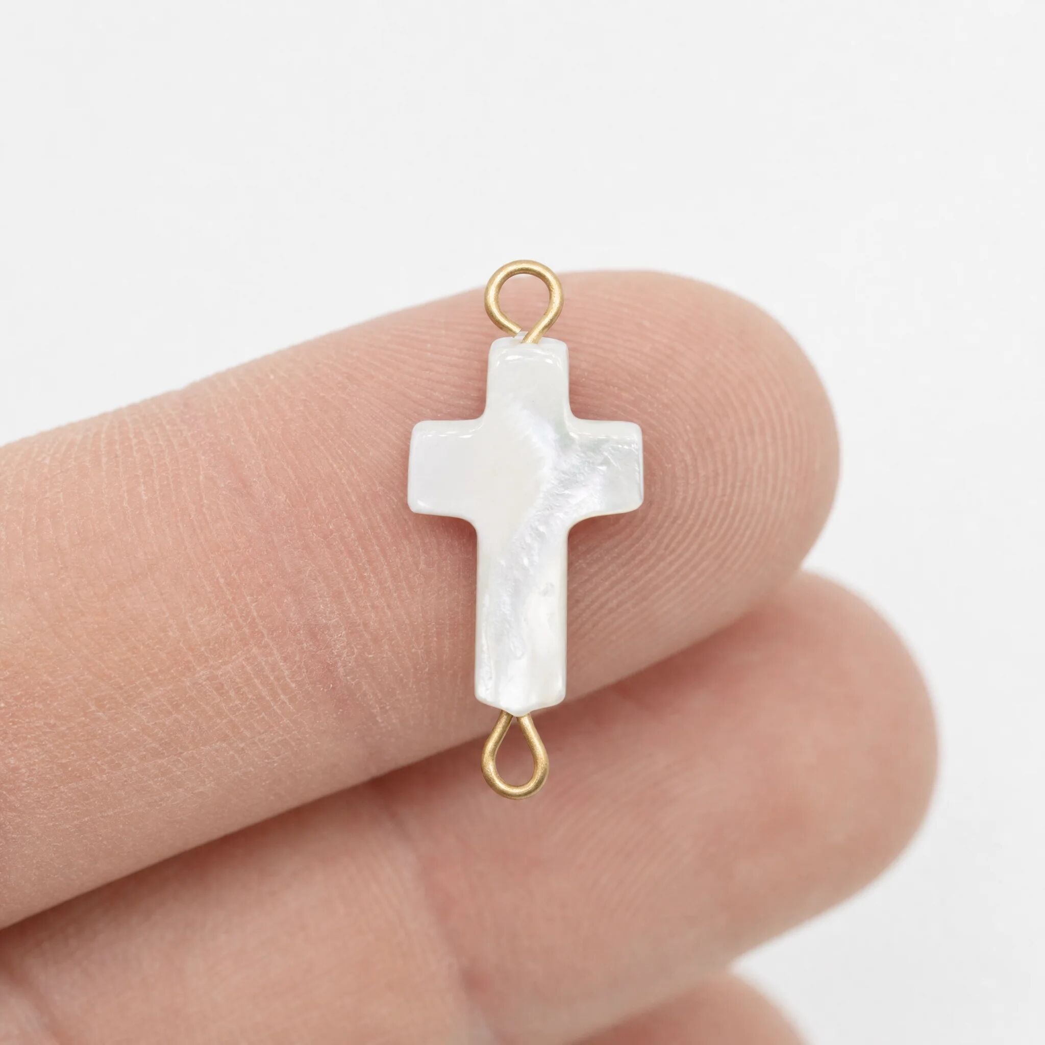 Gold Cross Connector – 18K PVD Stainless Steel Charm With Layered Texture - Charms | Sunflower Soul Boutique