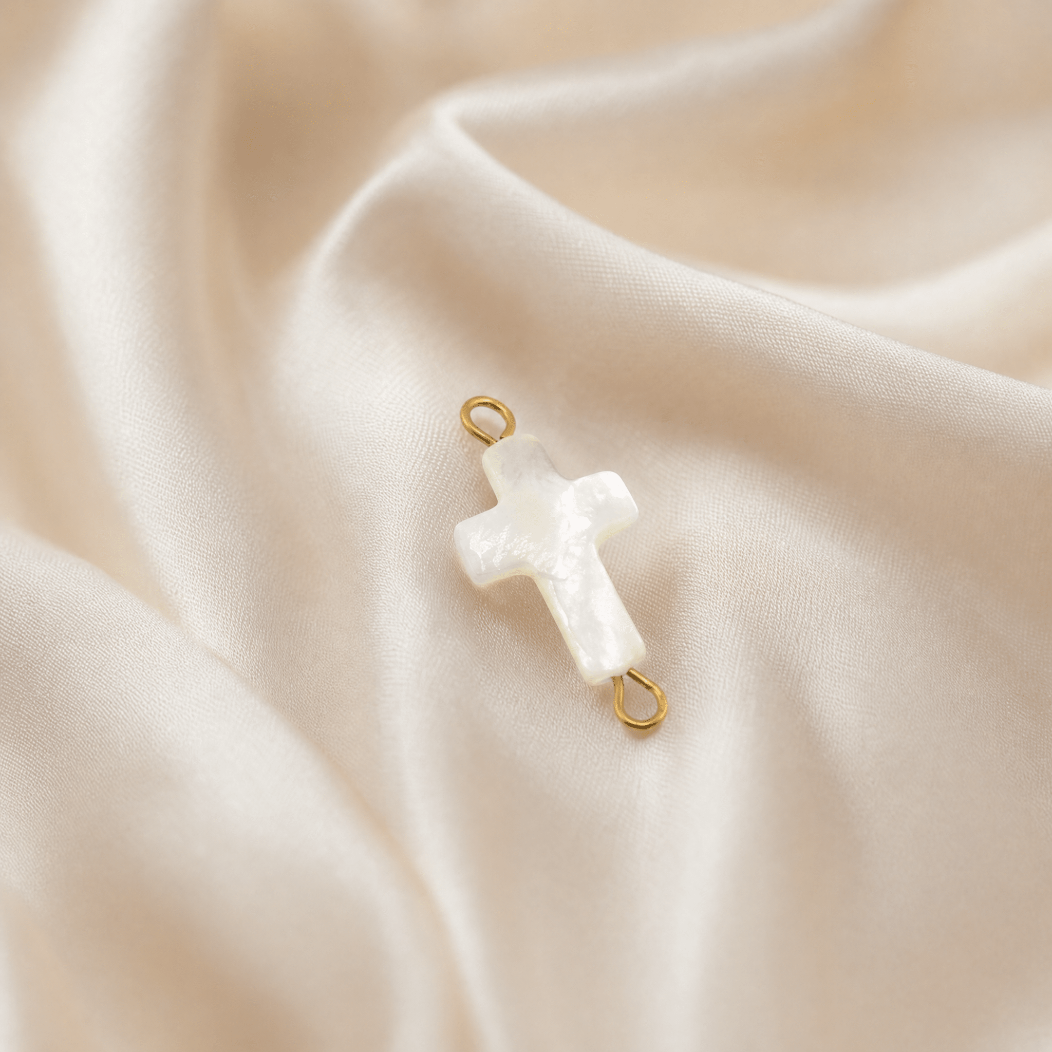 Gold Cross Connector – 18K PVD Stainless Steel Charm With Layered Texture - Charms | Sunflower Soul Boutique