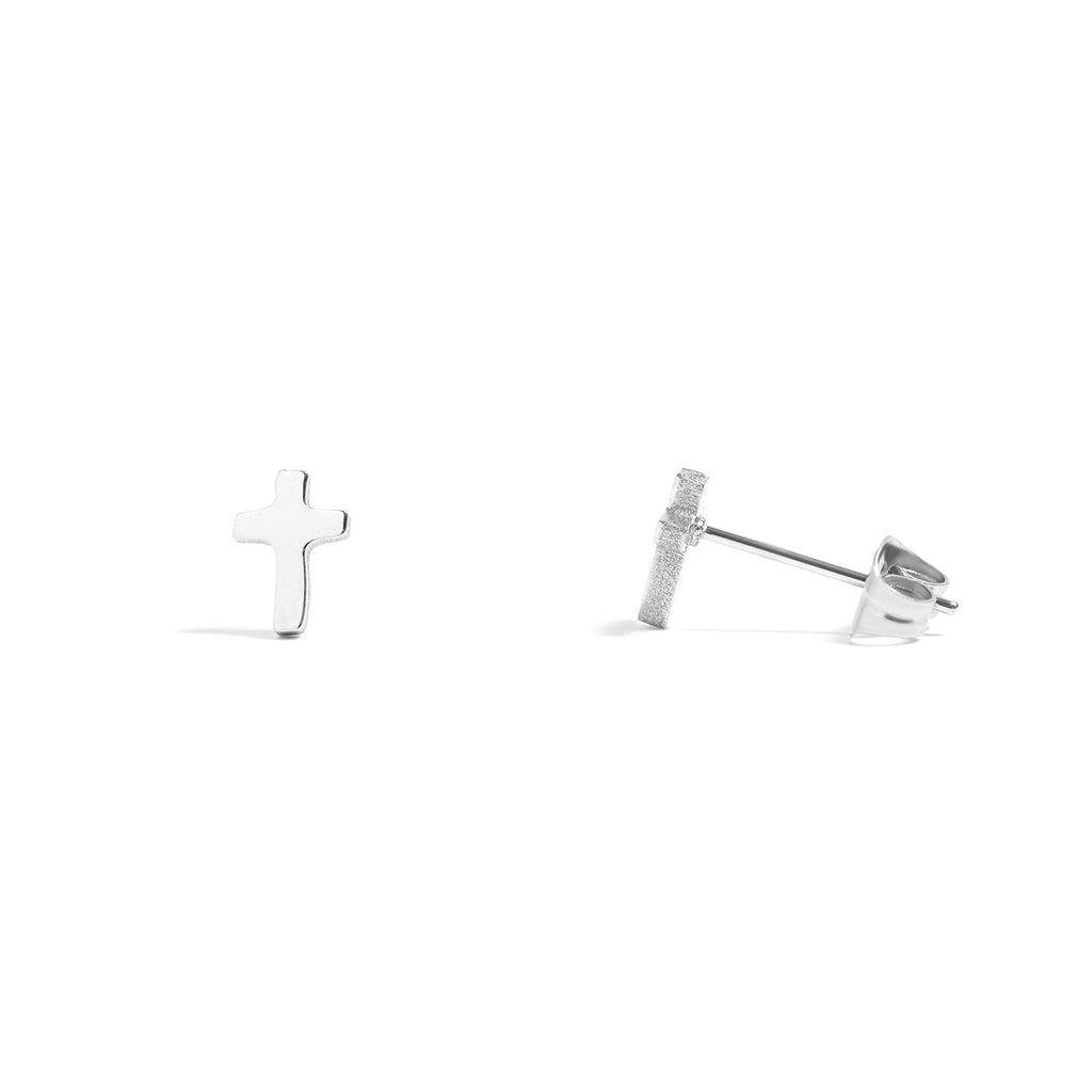 Gold Cross Earrings – 18K Gold Studs | Hypoallergenic Stainless Steel Jewelry - Earring | Sunflower Soul Boutique