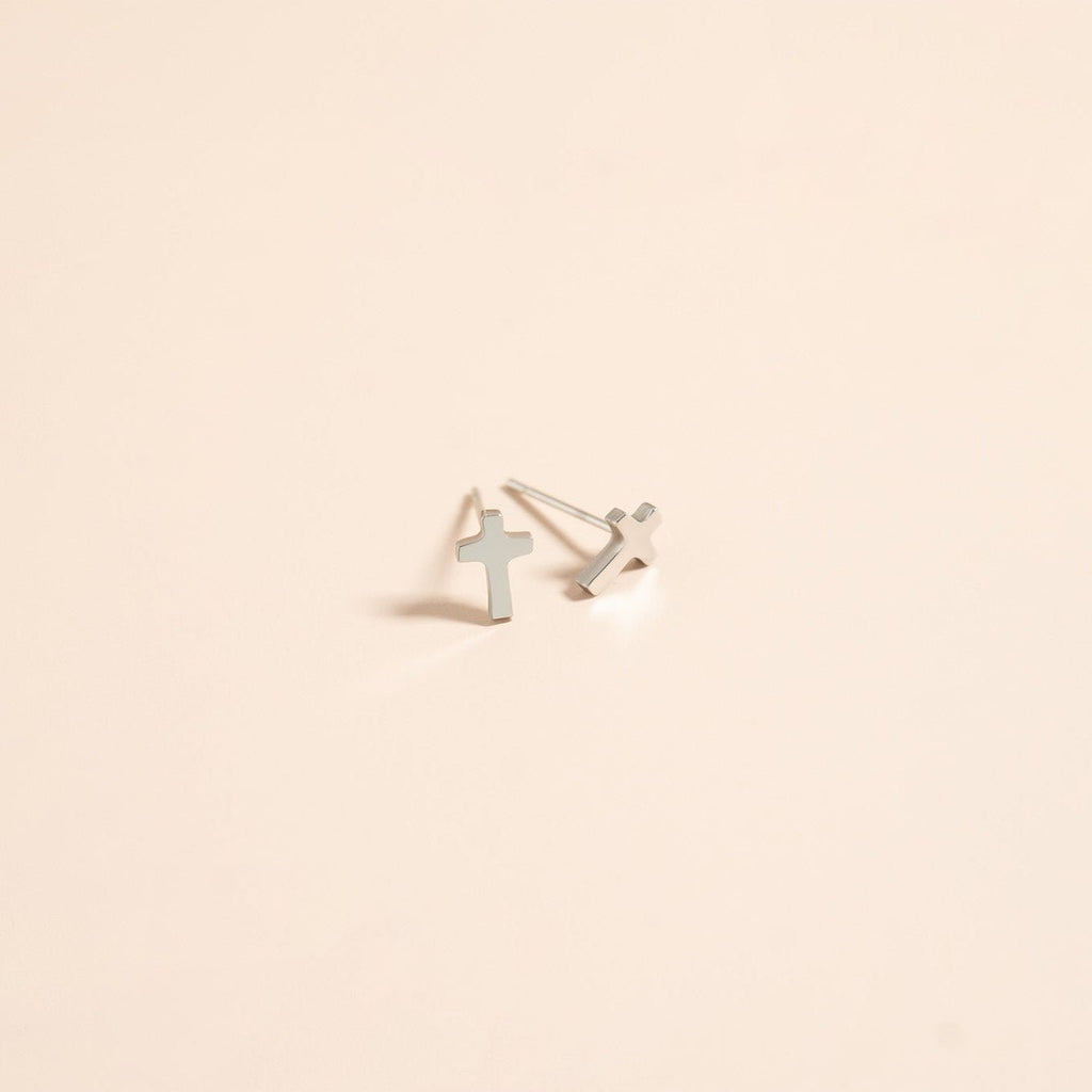 Gold Cross Earrings – 18K Gold Studs | Hypoallergenic Stainless Steel Jewelry - Earring | Sunflower Soul Boutique