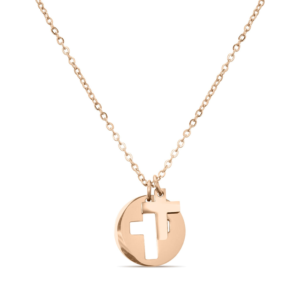 Gold Cross Necklace – 18K Gold Pendant With Cutout Cross Charm On Durable Chain - Necklaces | Sunflower Soul Boutique