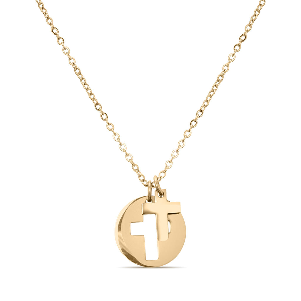 Gold Cross Necklace – 18K Gold Pendant With Cutout Cross Charm On Durable Chain - Necklaces | Sunflower Soul Boutique