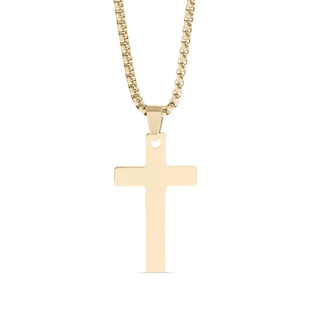 Gold Cross Pendant – 14K Gold Filled Jewelry With Rounded Box Chain Necklace - Necklaces | Sunflower Soul Boutique