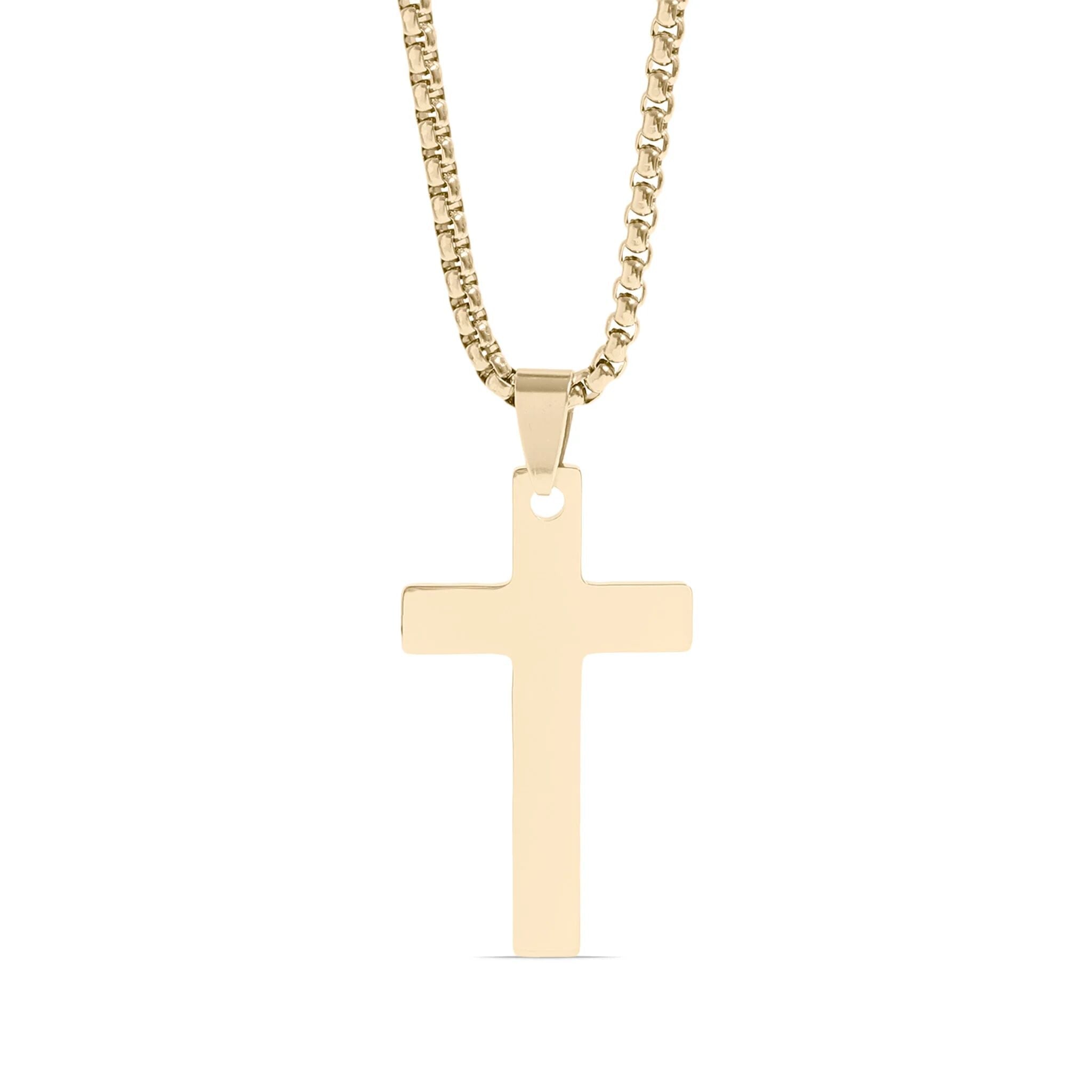 Gold Cross Pendant – 14K Gold Filled Jewelry With Rounded Box Chain Necklace - Necklaces | Sunflower Soul Boutique