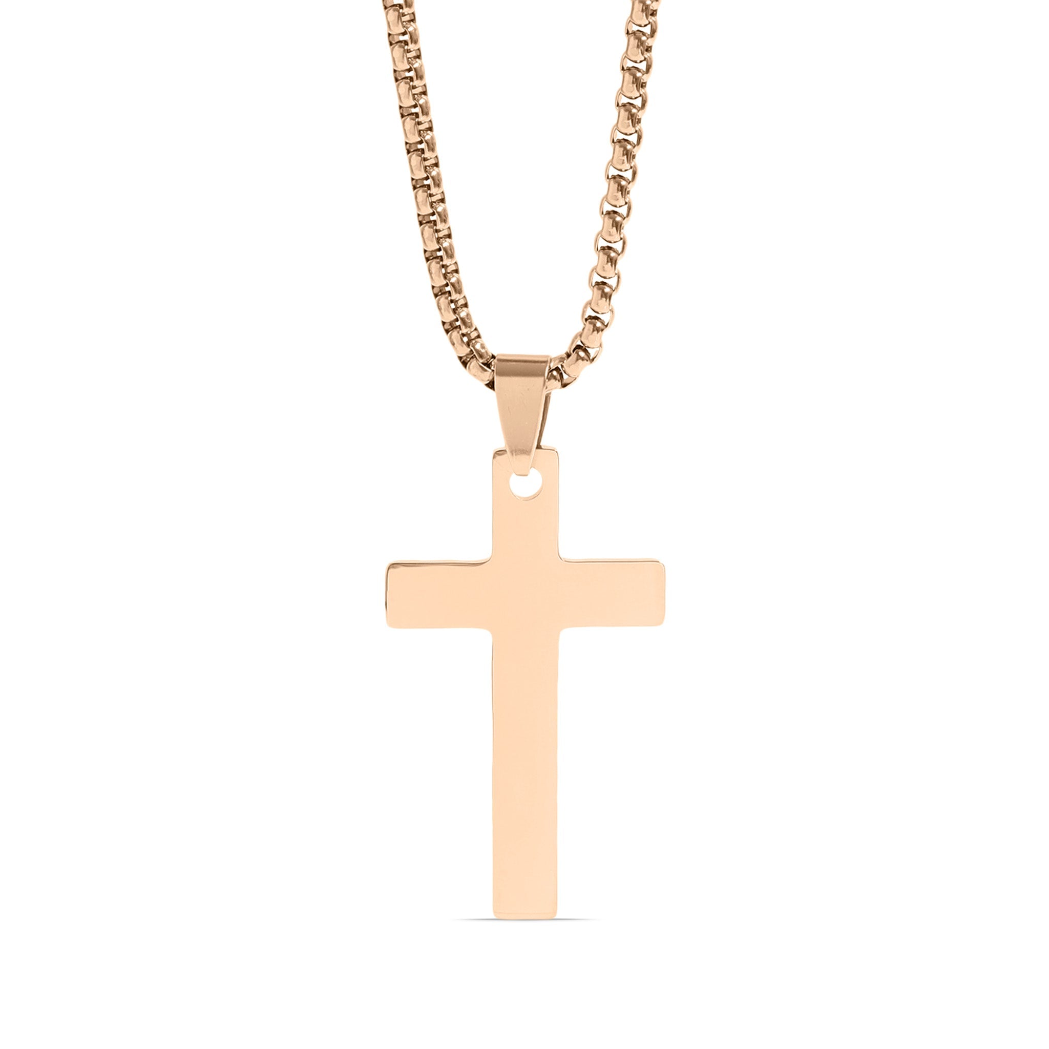 Gold Cross Pendant - 18K PVD Stainless Steel Necklace With Durable Box Chain - Necklaces | Sunflower Soul Boutique