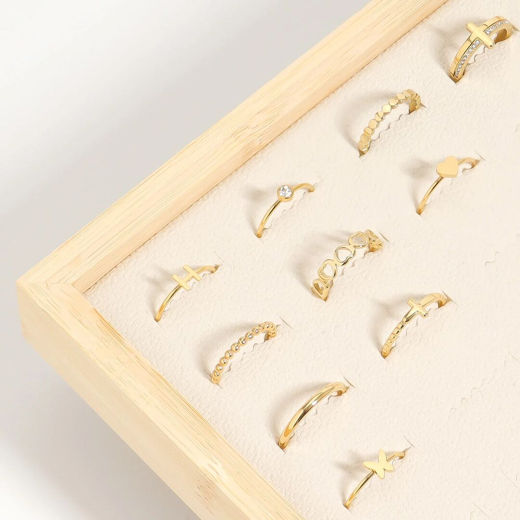 Gold Cross Stacking Ring – 18K Gold Jewelry With Beaded Cross Design - Ring | Sunflower Soul Boutique