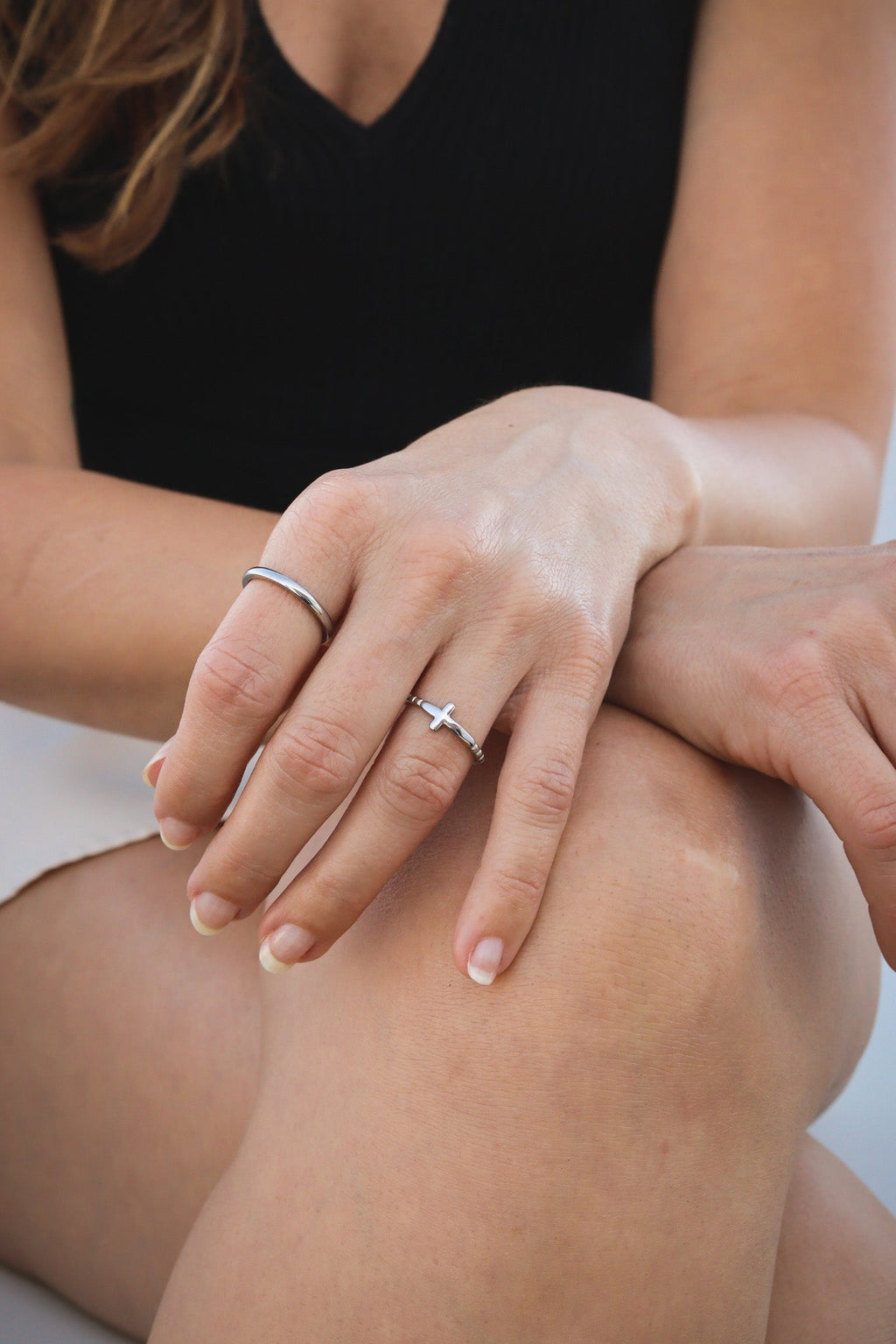 Gold Cross Stacking Ring – 18K Gold Jewelry With Beaded Cross Design - Ring | Sunflower Soul Boutique