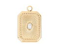 Gold Crystal Charm – Rectangle Sunburst Pendant | 18K Gold PVD Coated Jewelry - charm | Sunflower Soul Boutique