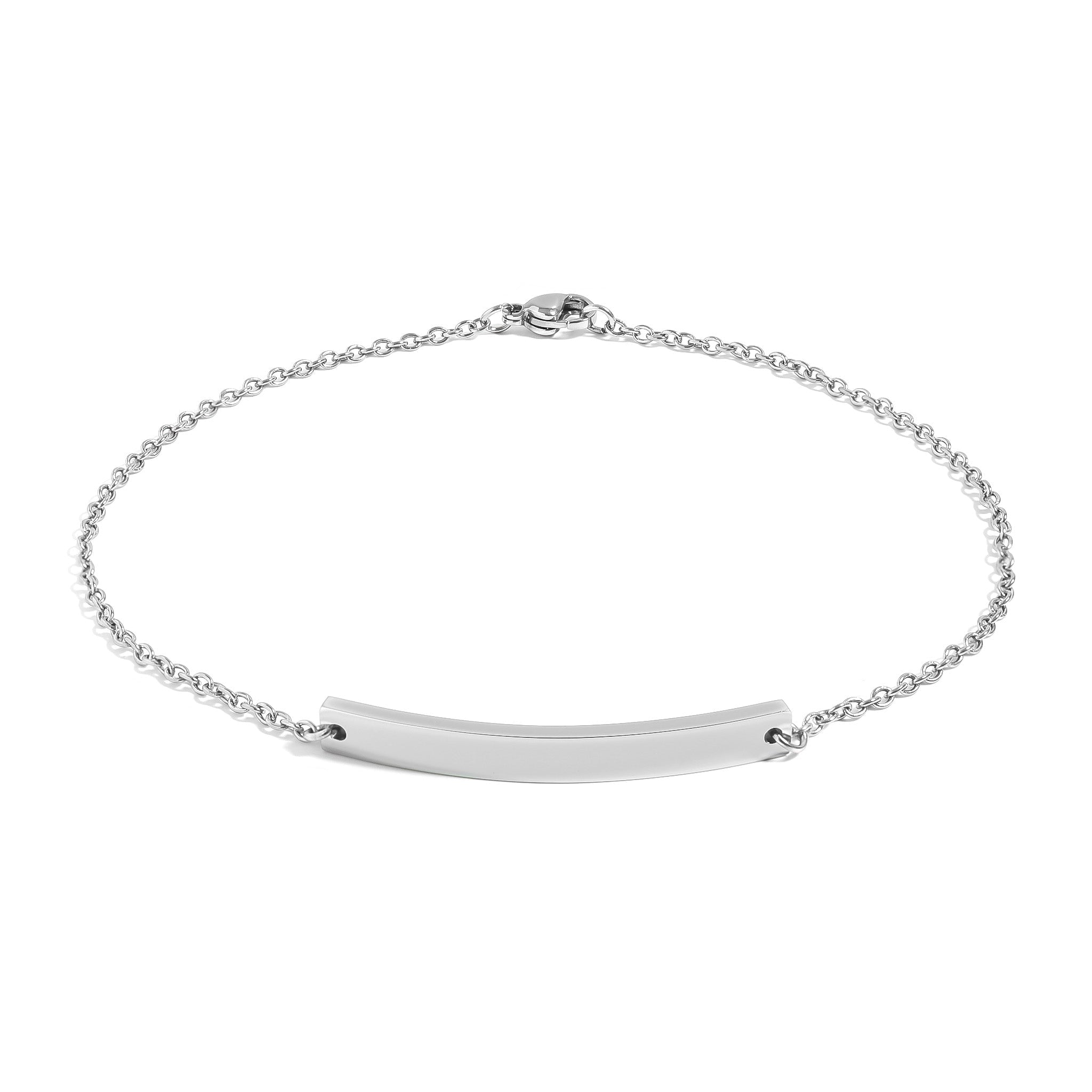 Gold Curved Bar Bracelet – Durable Stainless Steel Personalized Cable Chain Jewelry - Bracelets | Sunflower Soul Boutique