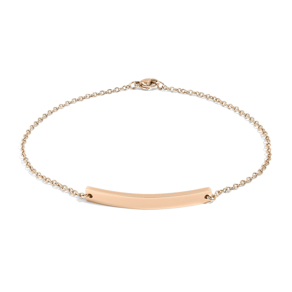 Gold Curved Bar Bracelet – Durable Stainless Steel Personalized Cable Chain Jewelry - Bracelets | Sunflower Soul Boutique