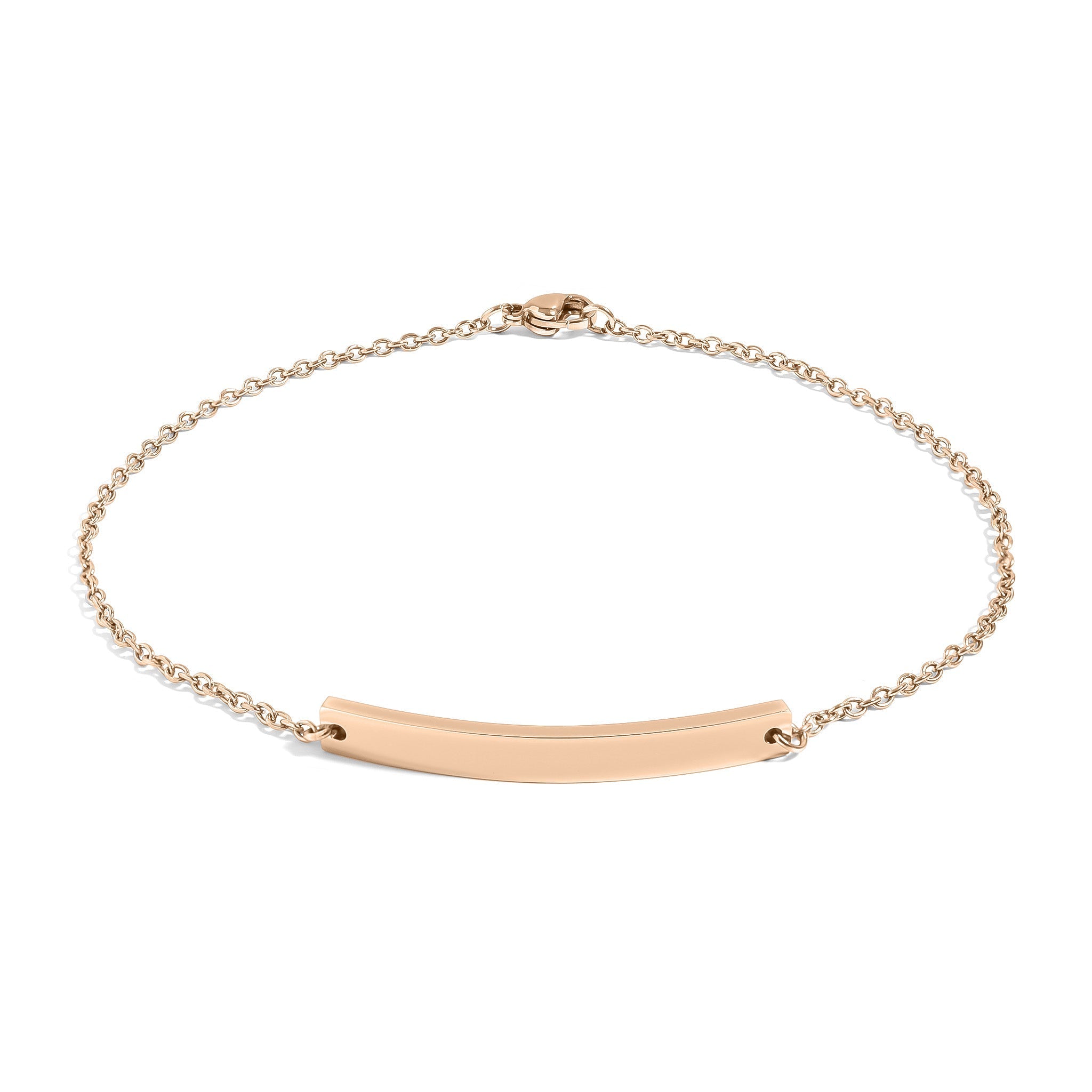 Gold Curved Bar Bracelet – Durable Stainless Steel Personalized Cable Chain Jewelry - Bracelets | Sunflower Soul Boutique