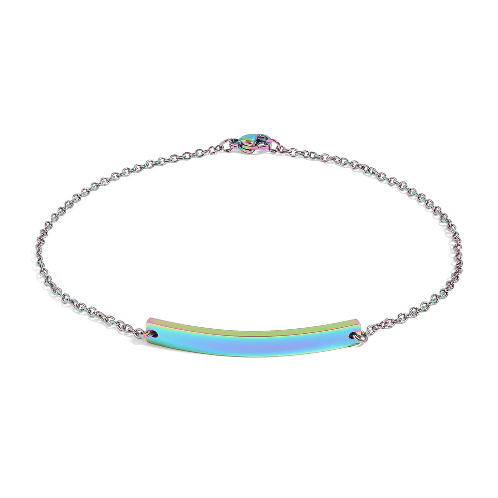 Gold Curved Bar Bracelet – Durable Stainless Steel Personalized Cable Chain Jewelry - Bracelets | Sunflower Soul Boutique