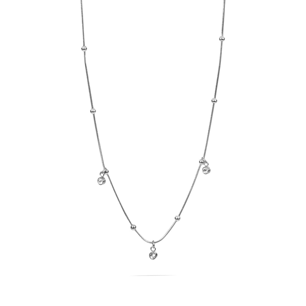 18K Gold PVD Stainless Steel Dangle Stone Necklace- silver main