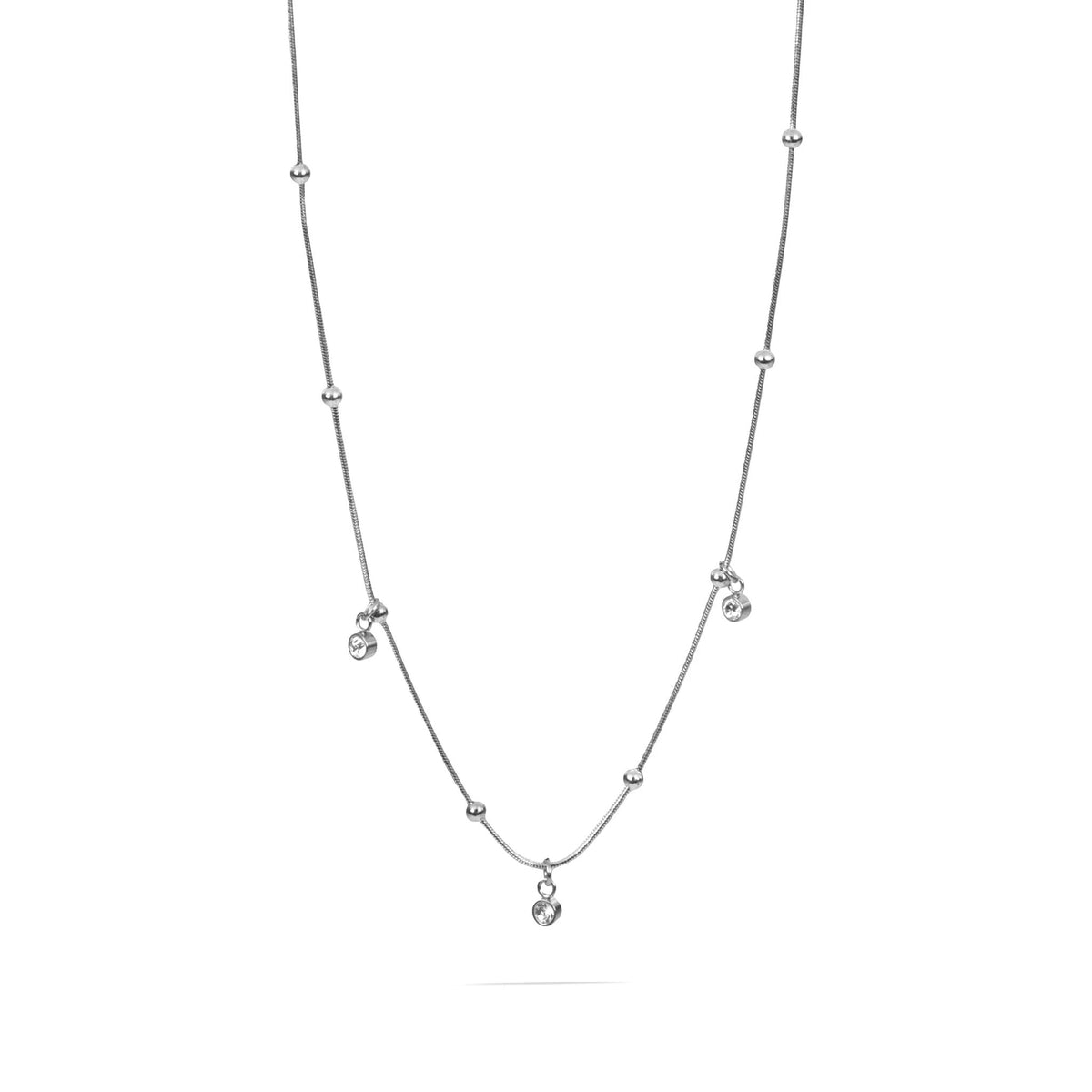 18K Gold PVD Stainless Steel Dangle Stone Necklace- silver main
