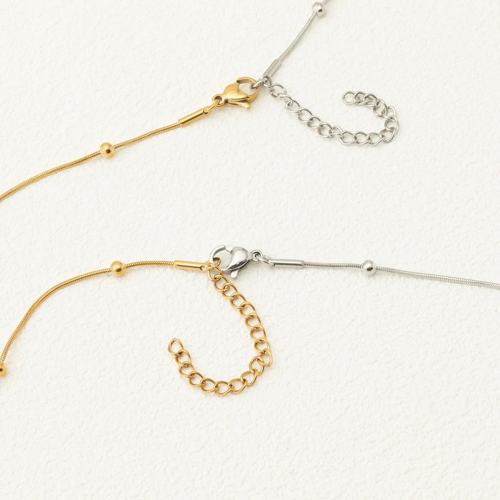 18K Gold PVD Stainless Steel Dangle Stone Necklace- silver and gold studio