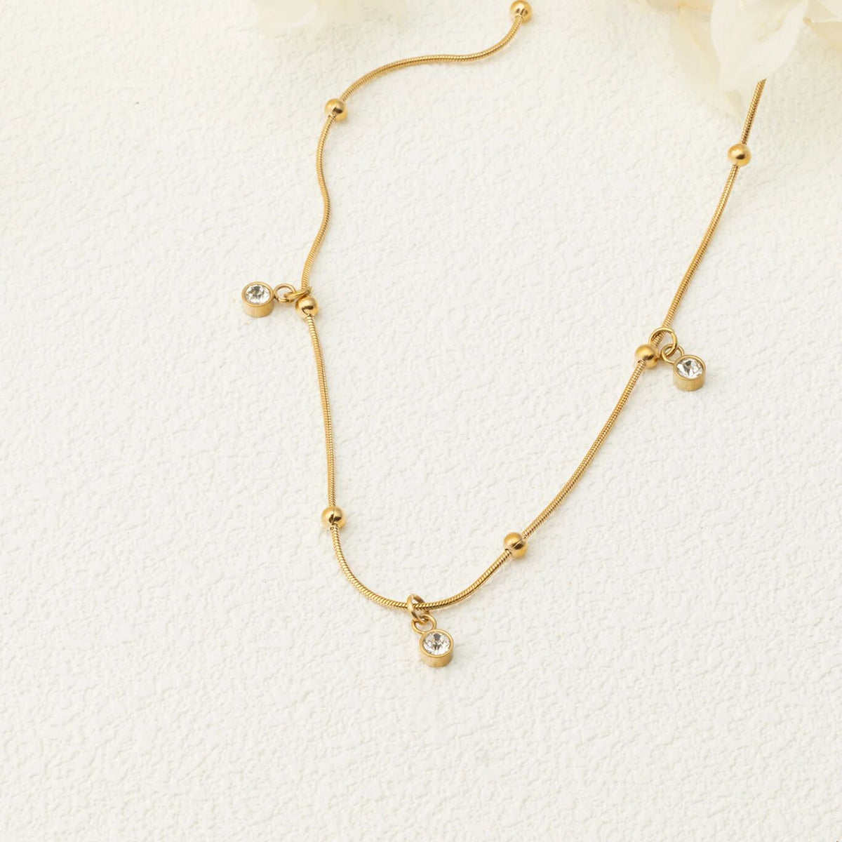 18K Gold PVD Stainless Steel Dangle Stone Necklace- gold studio