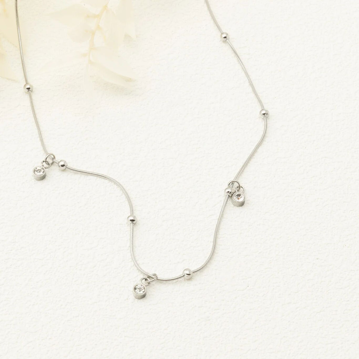 18K Gold PVD Stainless Steel Dangle Stone Necklace- silver studio
