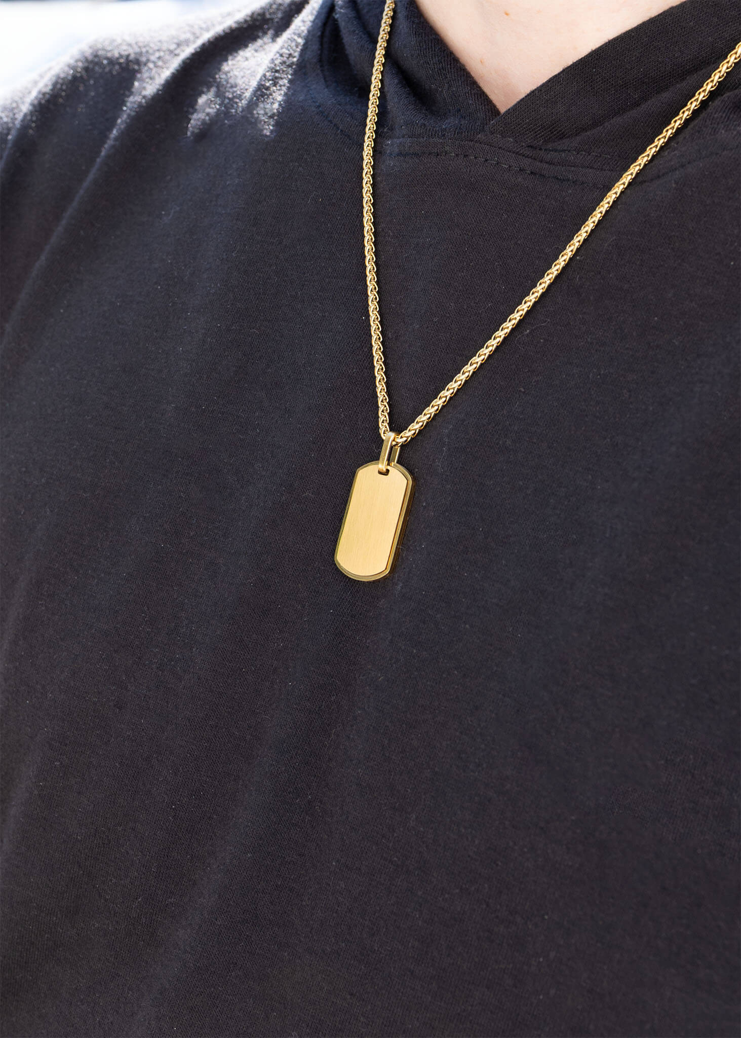 Gold Dog Tag Necklace – 18K Gold Plating | Stainless Steel Mens Pendant - Pendants | Sunflower Soul Boutique