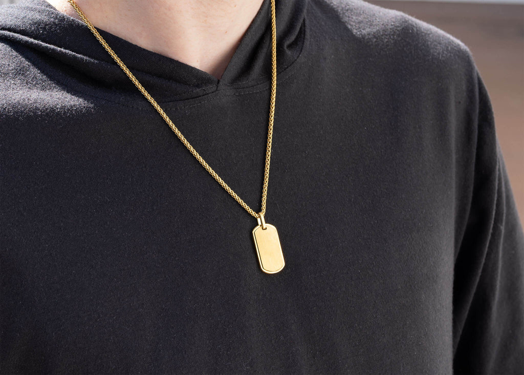 Gold Dog Tag Necklace – 18K Gold Plating | Stainless Steel Mens Pendant - Pendants | Sunflower Soul Boutique