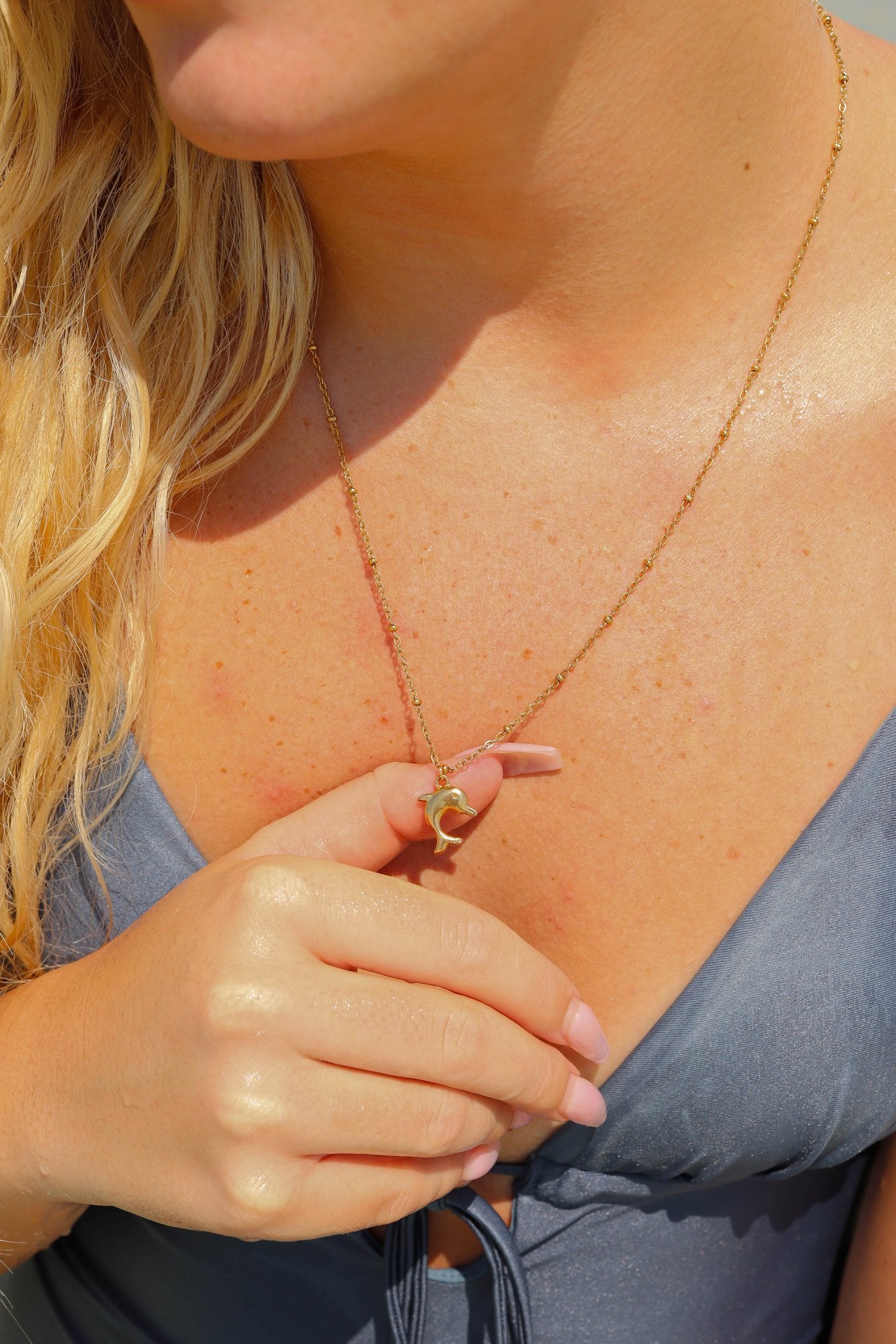 Gold Dolphin Charm Waterproof – 18K Gold Charm PVD Coated Stainless Steel Pendant - charm | Sunflower Soul Boutique