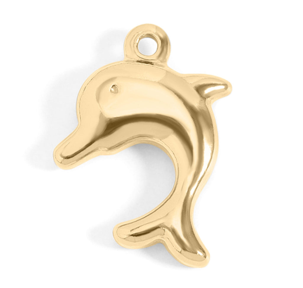 Gold Dolphin Charm Waterproof – 18K Gold Charm PVD Coated Stainless Steel Pendant - charm | Sunflower Soul Boutique
