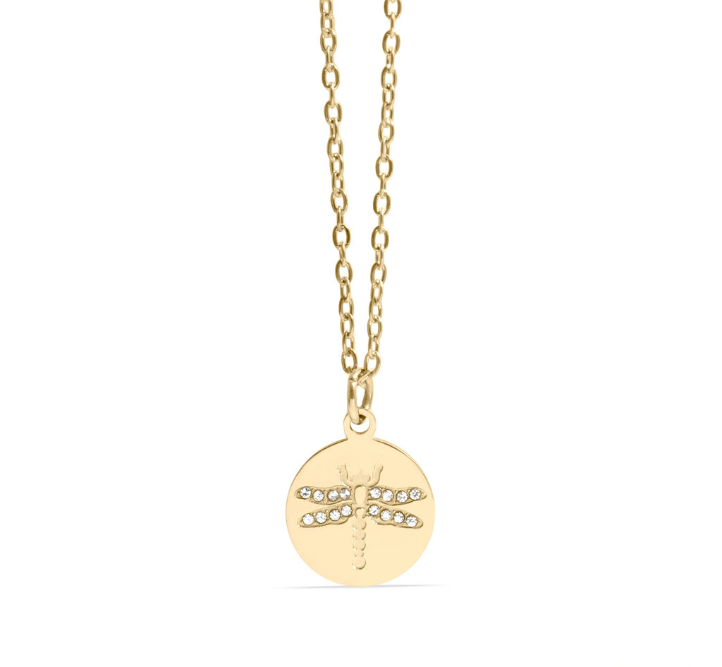 Gold Dragonfly Necklace – 18K Gold Plated Stainless Steel Pendant Jewelry - Necklaces | Sunflower Soul Boutique