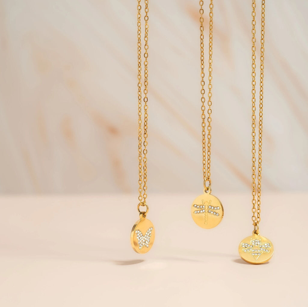 Gold Dragonfly Necklace – 18K Gold Plated Stainless Steel Pendant Jewelry - Necklaces | Sunflower Soul Boutique