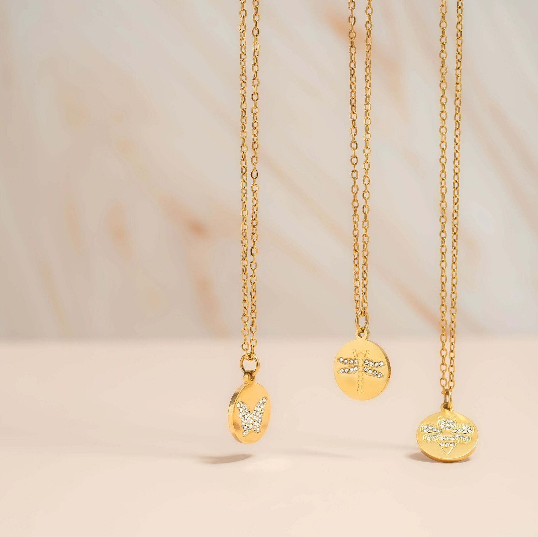 Gold Dragonfly Necklace – 18K Gold Plated Stainless Steel Pendant Jewelry - Necklaces | Sunflower Soul Boutique