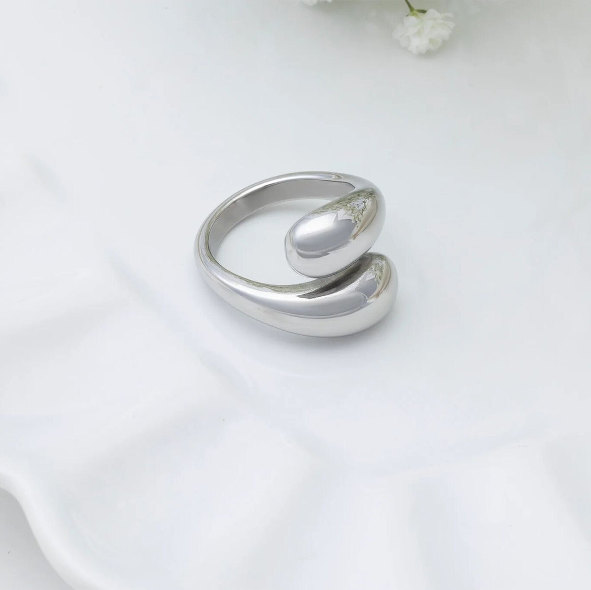 18K Gold Stainless Steel Large Duo Drop Ring - stainless studio
