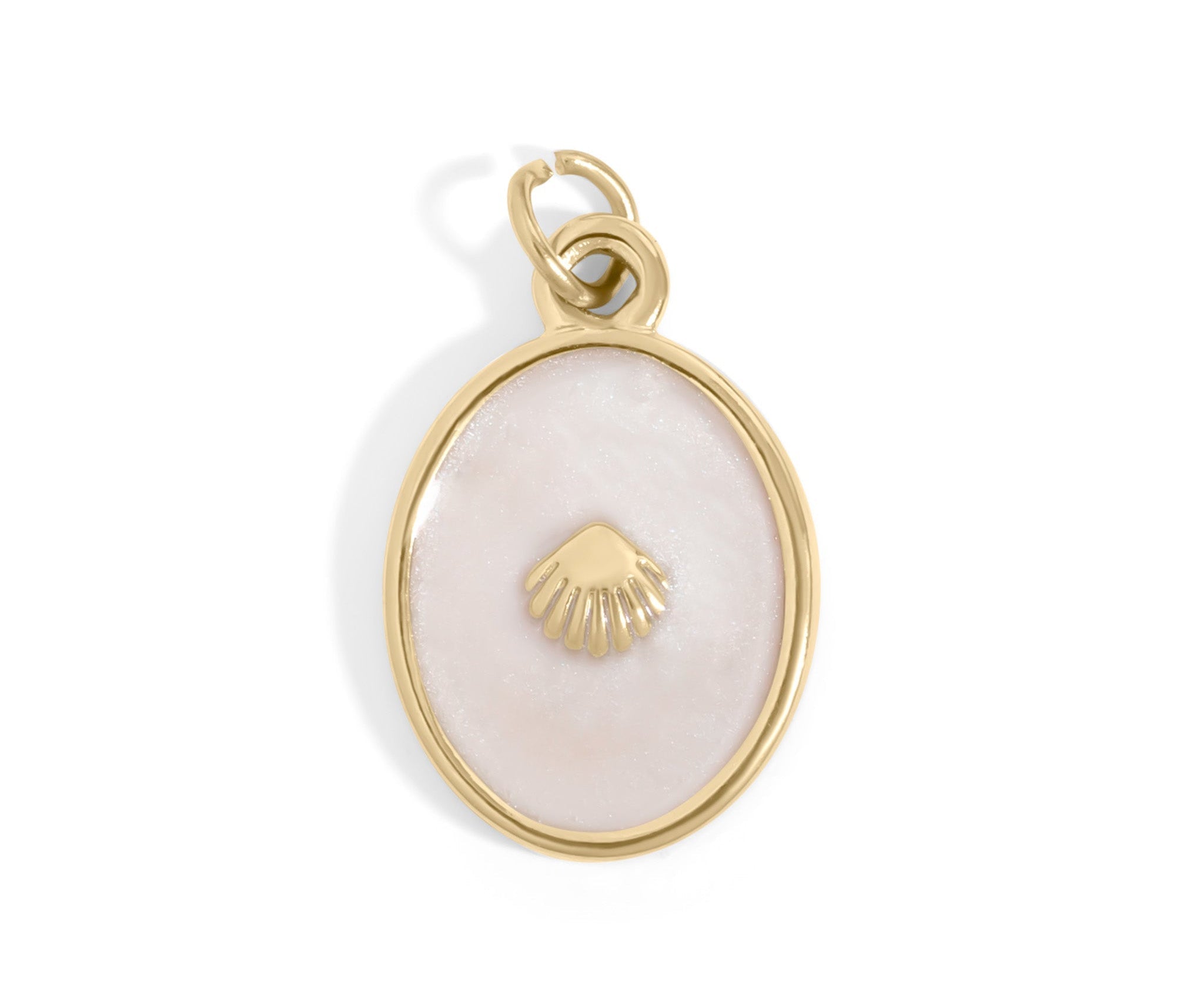 Gold Enamel Shell Charm – 18K Gold Charm | Stainless Steel Hypoallergenic Jewelry - charm | Sunflower Soul Boutique