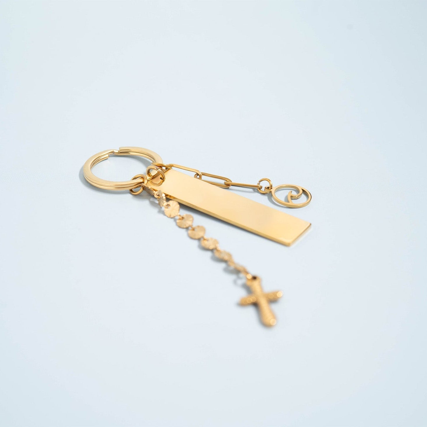 Gold Engraved Keychain – Durable 18K Gold PVD Stainless Steel Accessory - Pendants | Sunflower Soul Boutique