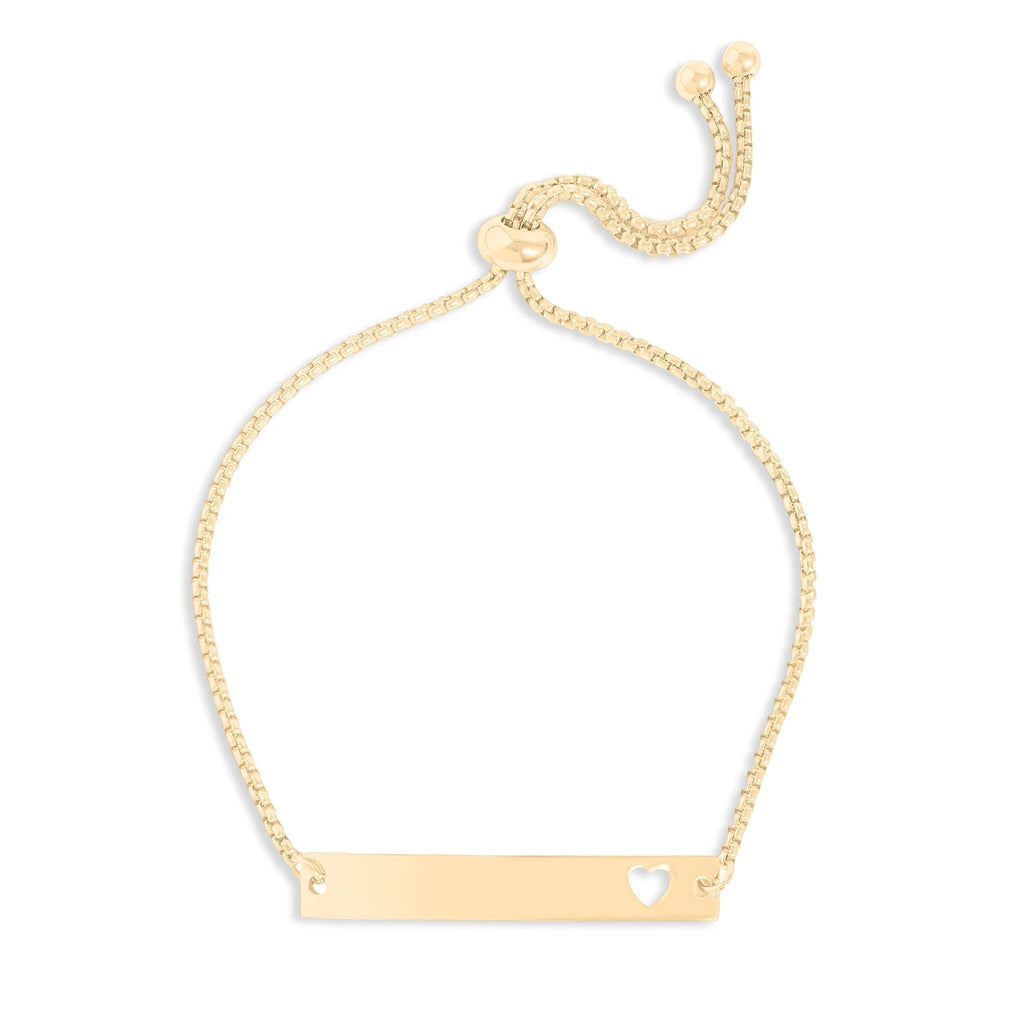Gold Filled Bracelet – Adjustable Curved Heart Bar | Engraved Minimalist Jewelry - Bracelets | Sunflower Soul Boutique