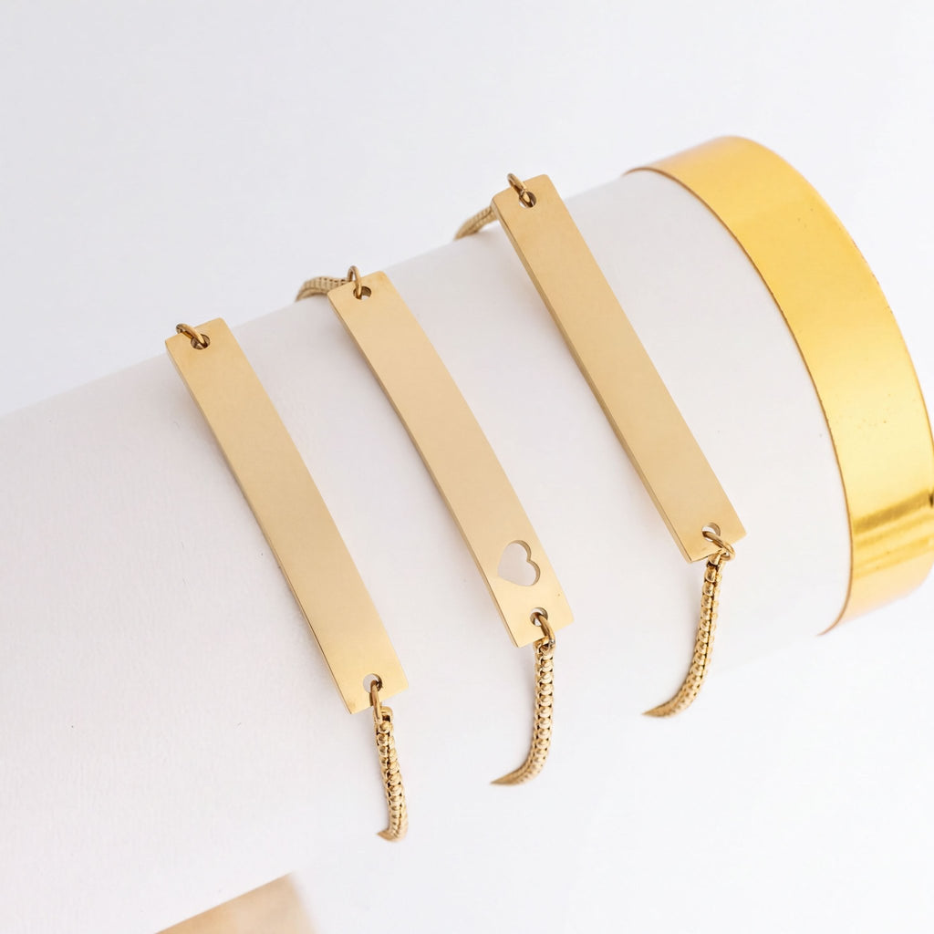Gold Filled Bracelet – Adjustable Curved Heart Bar | Engraved Minimalist Jewelry - Bracelets | Sunflower Soul Boutique