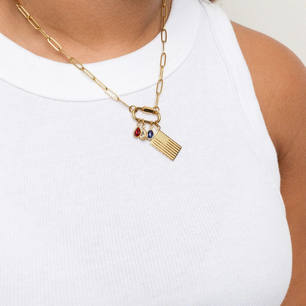Gold Flag Charm – 18K Gold Stainless Steel Patriotic Jewelry | Lightweight Scratch Resistant - Charms | Sunflower Soul Boutique