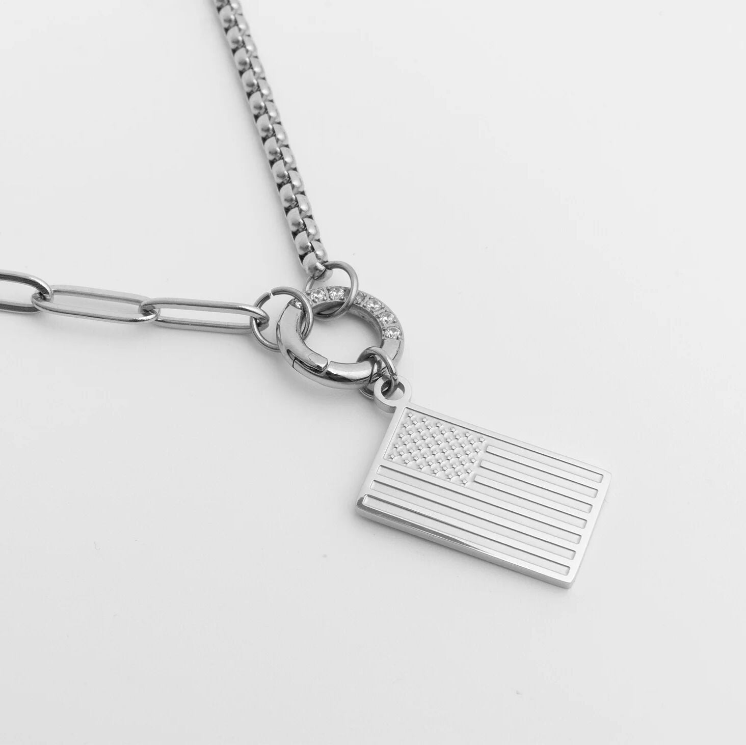 Gold Flag Charm – 18K Gold Stainless Steel Patriotic Jewelry | Lightweight Scratch Resistant - Charms | Sunflower Soul Boutique