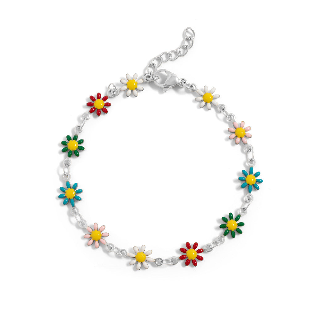 Gold Floral Bracelet – 18K Gold Jewelry PVD Coated Enamel Flower Chain - Bracelets | Sunflower Soul Boutique