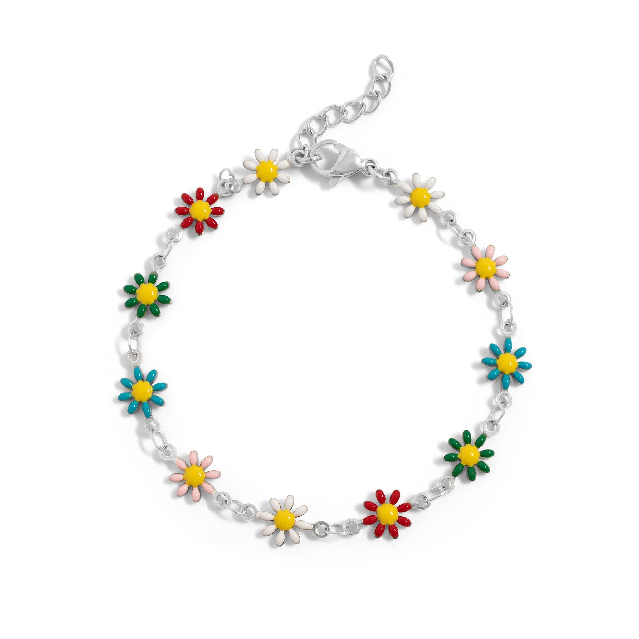 Gold Floral Bracelet – 18K Gold Jewelry PVD Coated Enamel Flower Chain - Bracelets | Sunflower Soul Boutique