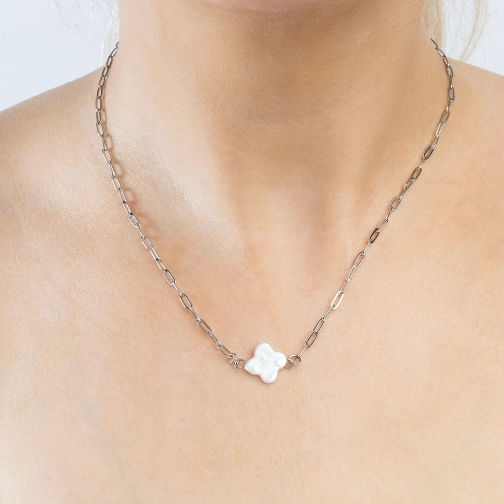 Gold Floral Connector - 18K Gold PVD Finish Stainless Steel Charm with Pearl - Charms | Sunflower Soul Boutique