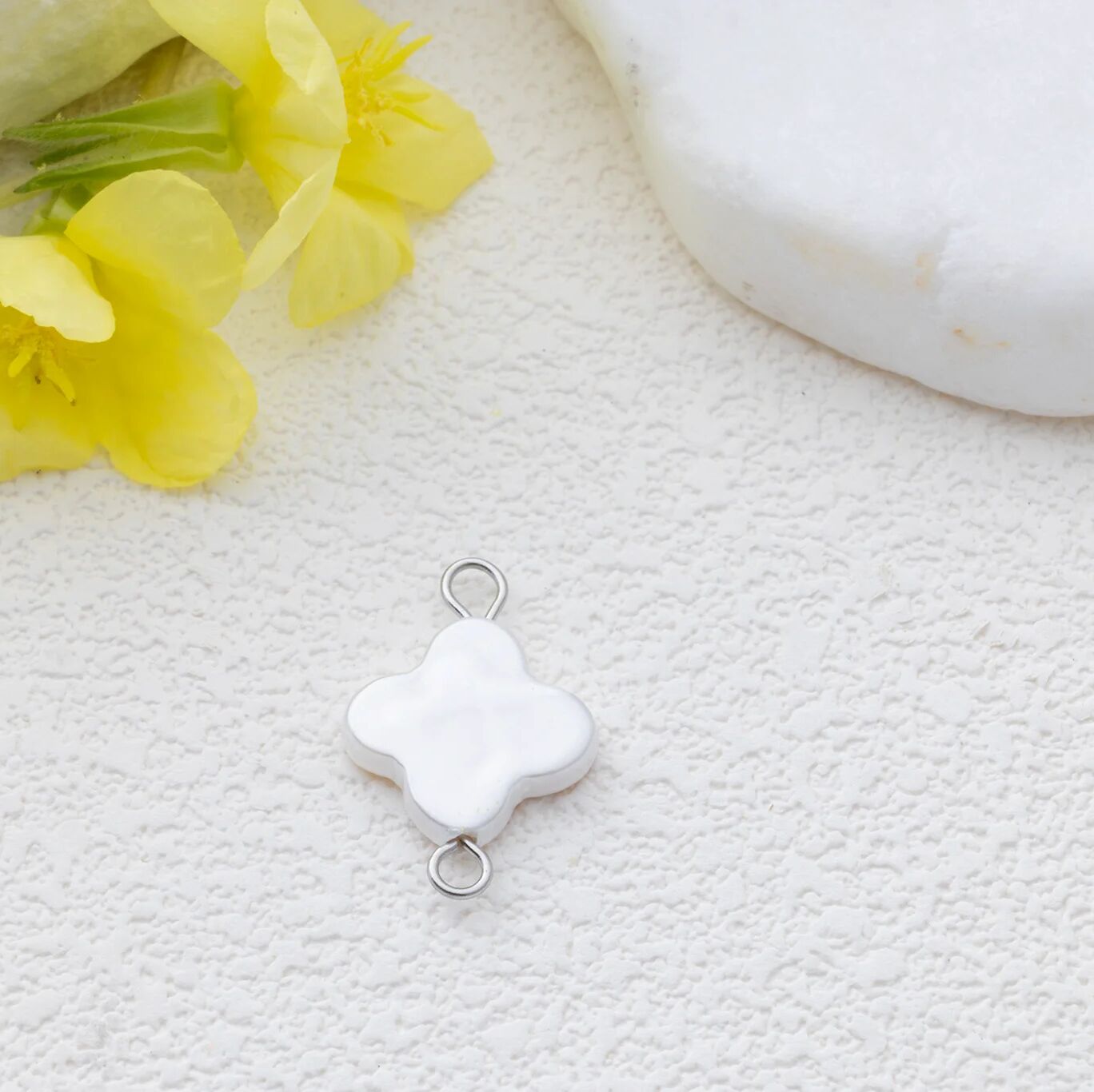 Gold Floral Connector - 18K Gold PVD Finish Stainless Steel Charm with Pearl - Charms | Sunflower Soul Boutique