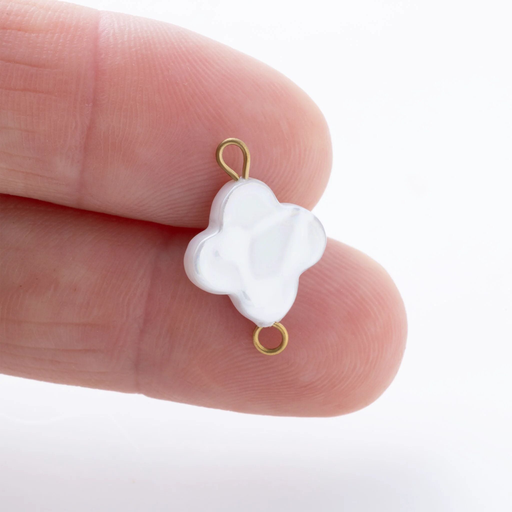 Gold Floral Connector - 18K Gold PVD Finish Stainless Steel Charm with Pearl - Charms | Sunflower Soul Boutique