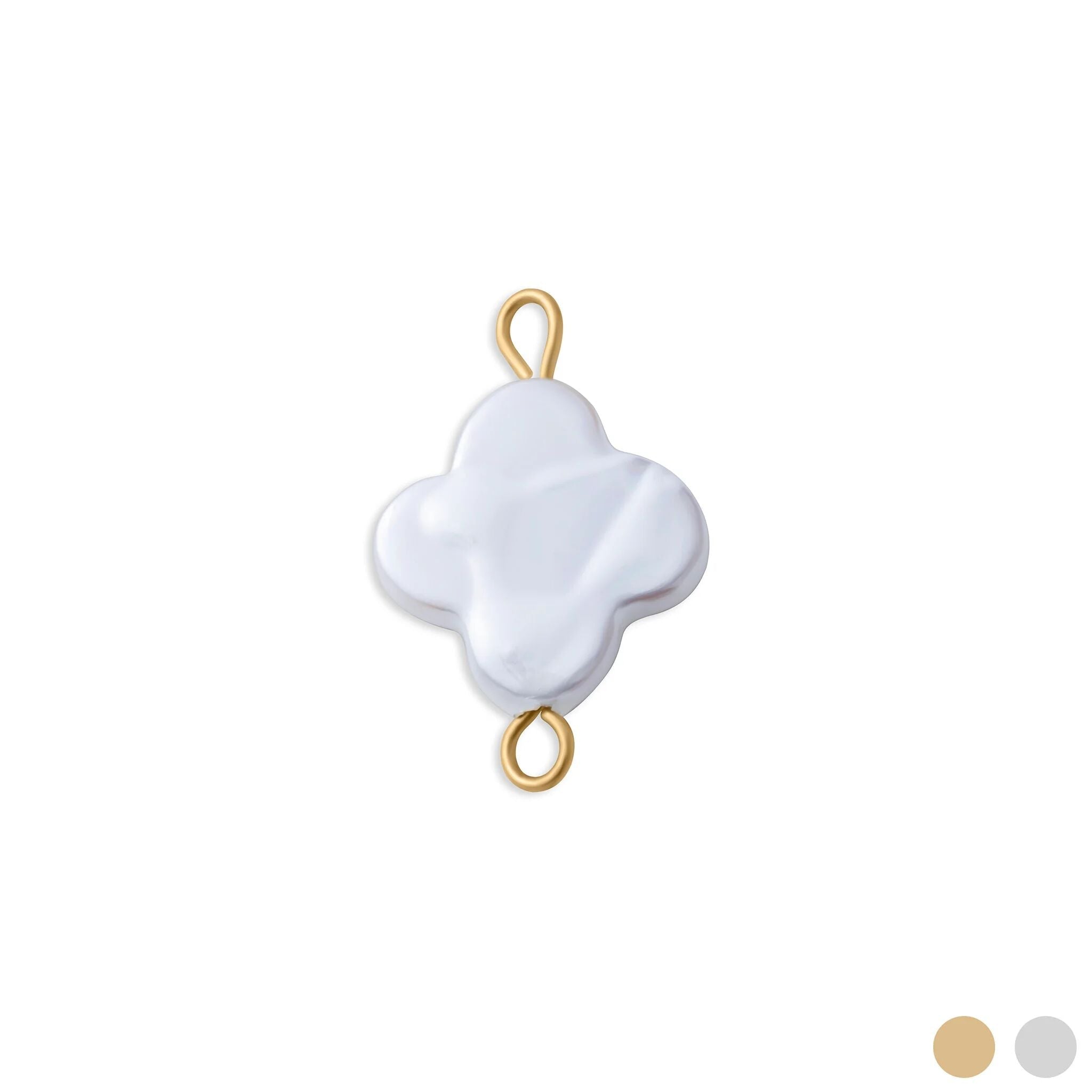 Gold Floral Connector - 18K Gold PVD Finish Stainless Steel Charm with Pearl - Charms | Sunflower Soul Boutique