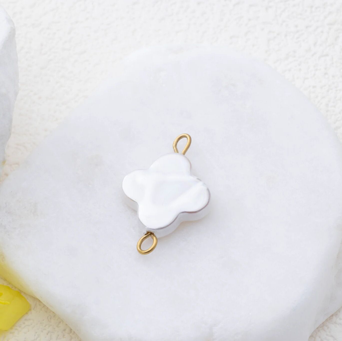 Gold Floral Connector - 18K Gold PVD Finish Stainless Steel Charm with Pearl - Charms | Sunflower Soul Boutique