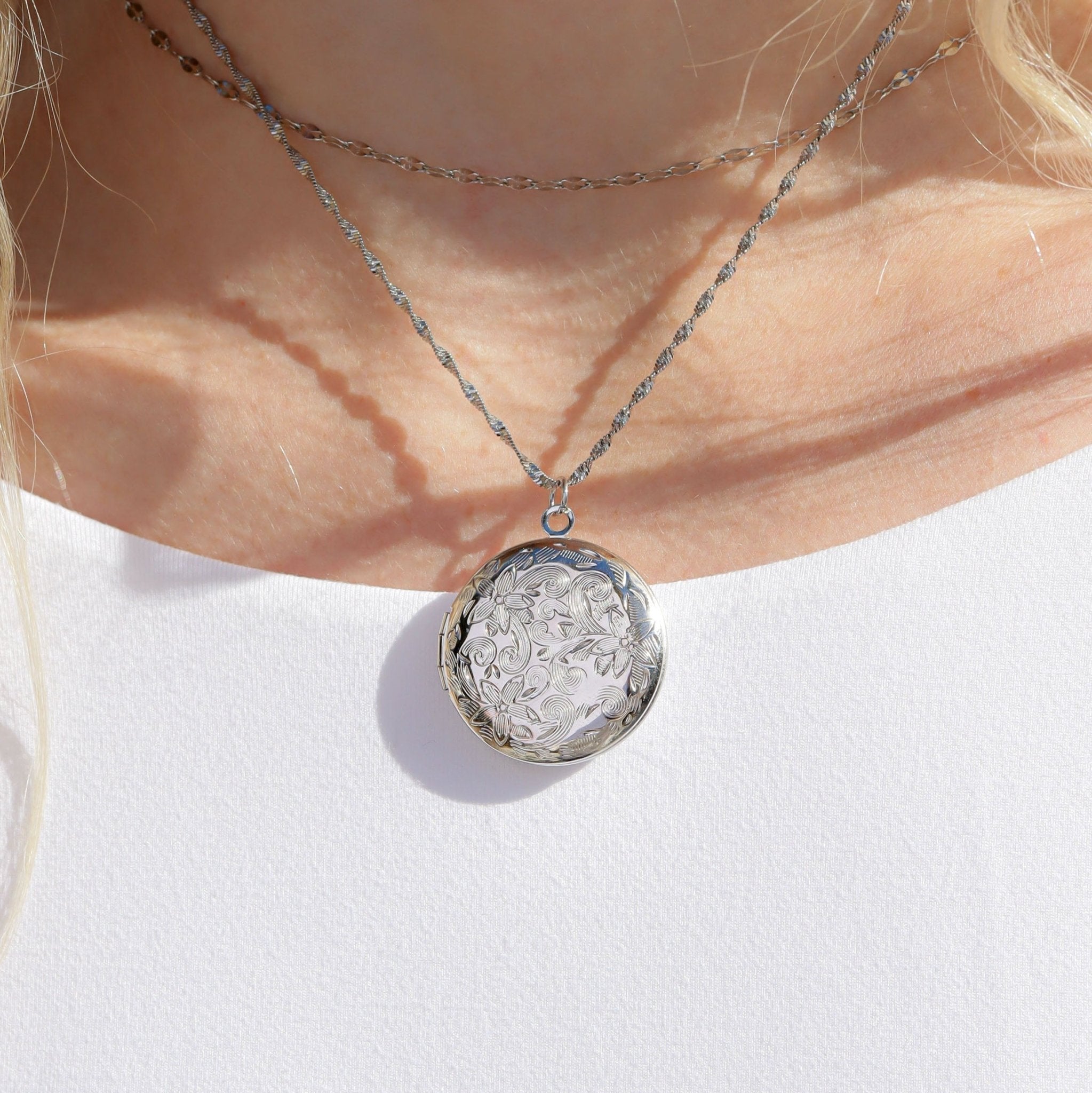 Gold Floral Locket – 18K Gold Jewelry | Round Keepsake Pendant, Hypoallergenic Charm - charm | Sunflower Soul Boutique