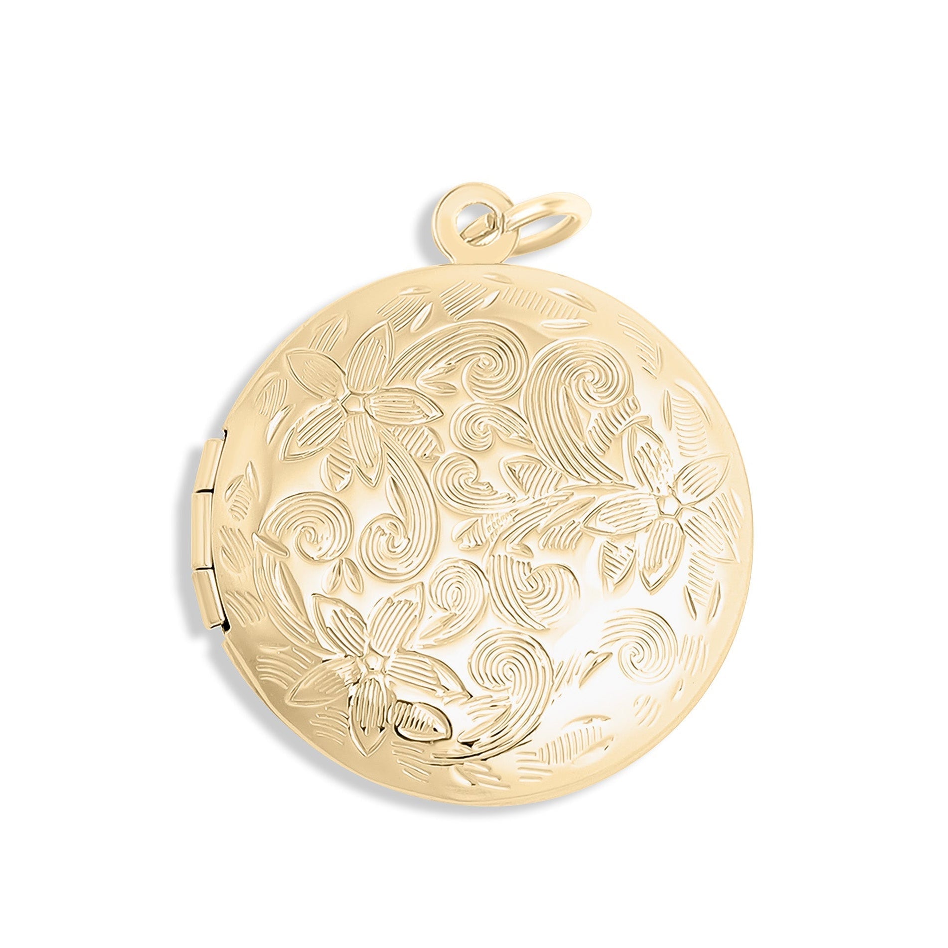 Gold Floral Locket – 18K Gold Jewelry | Round Keepsake Pendant, Hypoallergenic Charm - charm | Sunflower Soul Boutique