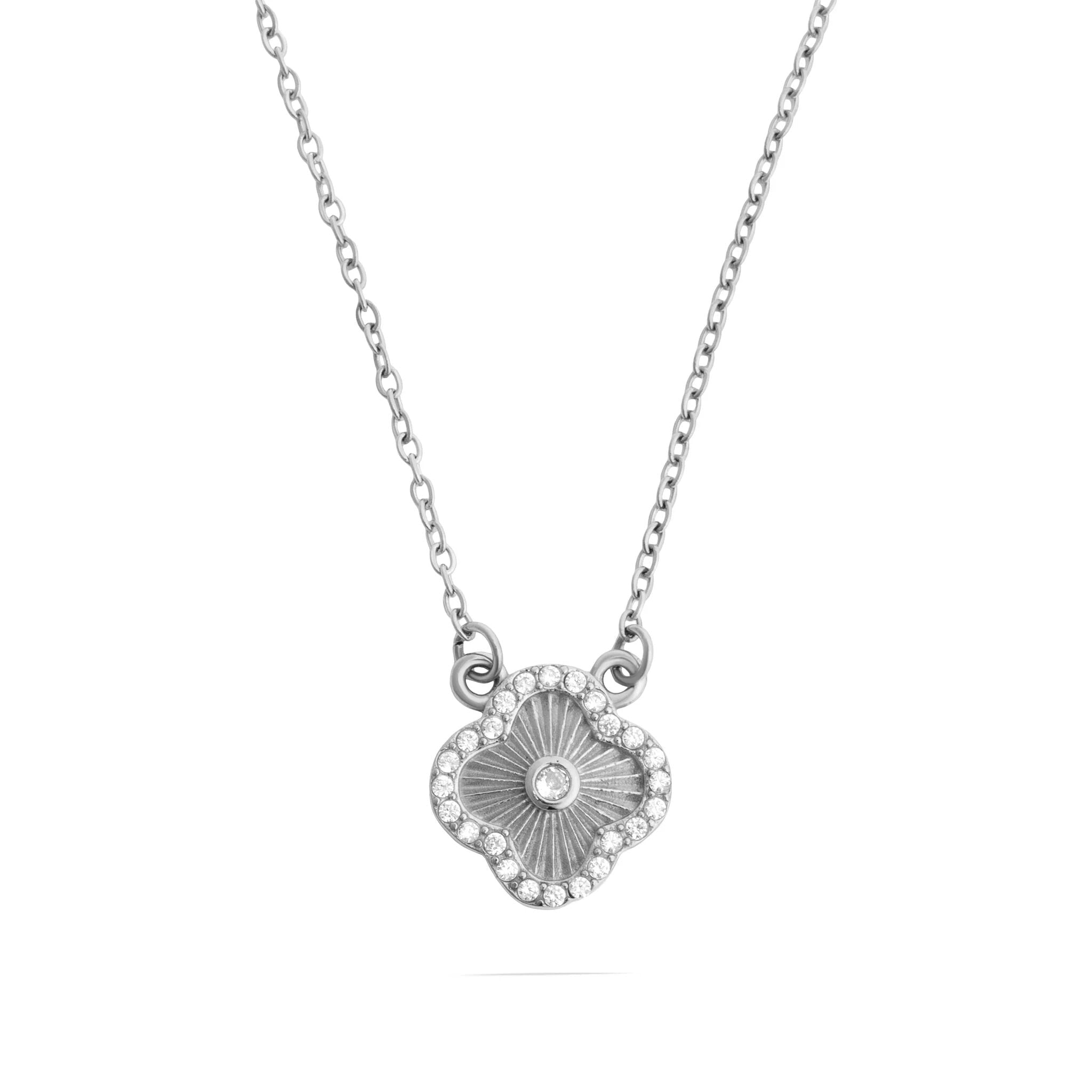 Gold Floral Necklace – 18K Gold Adjustable Chain Necklace With Sparkling Stone - Necklaces | Sunflower Soul Boutique