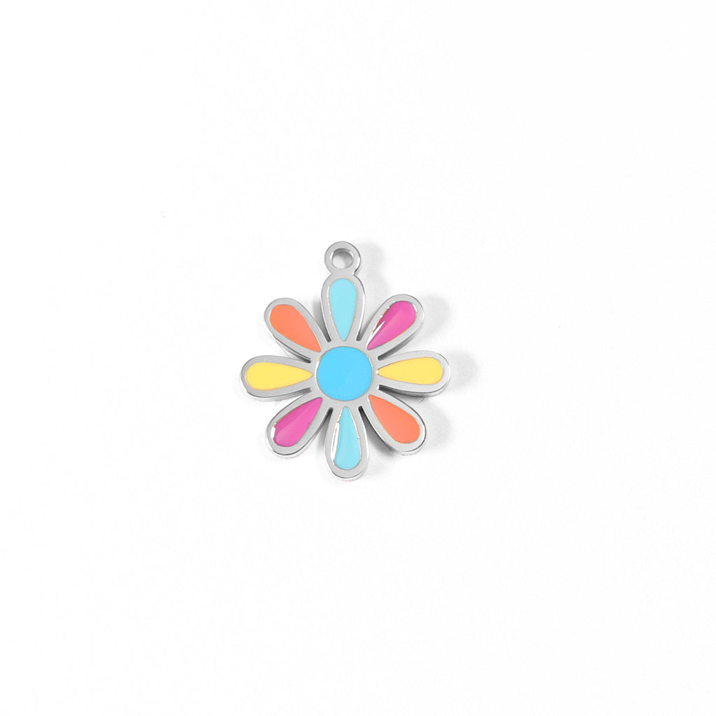 Gold Flower Charm – 18K Gold PVD Coated Multi-Colored Stainless Steel Pendant - charm | Sunflower Soul Boutique