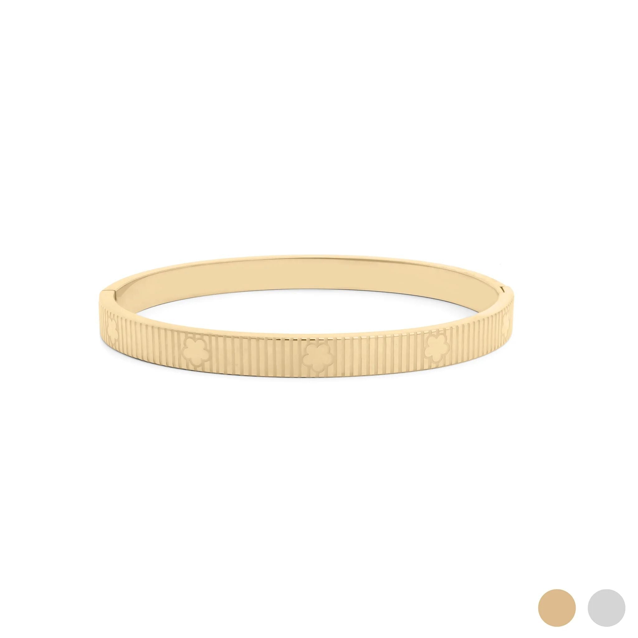 Gold Fluted Bangle – 18K Gold PVD Jewelry | Hypoallergenic Stackable Bracelet - Bracelets | Sunflower Soul Boutique